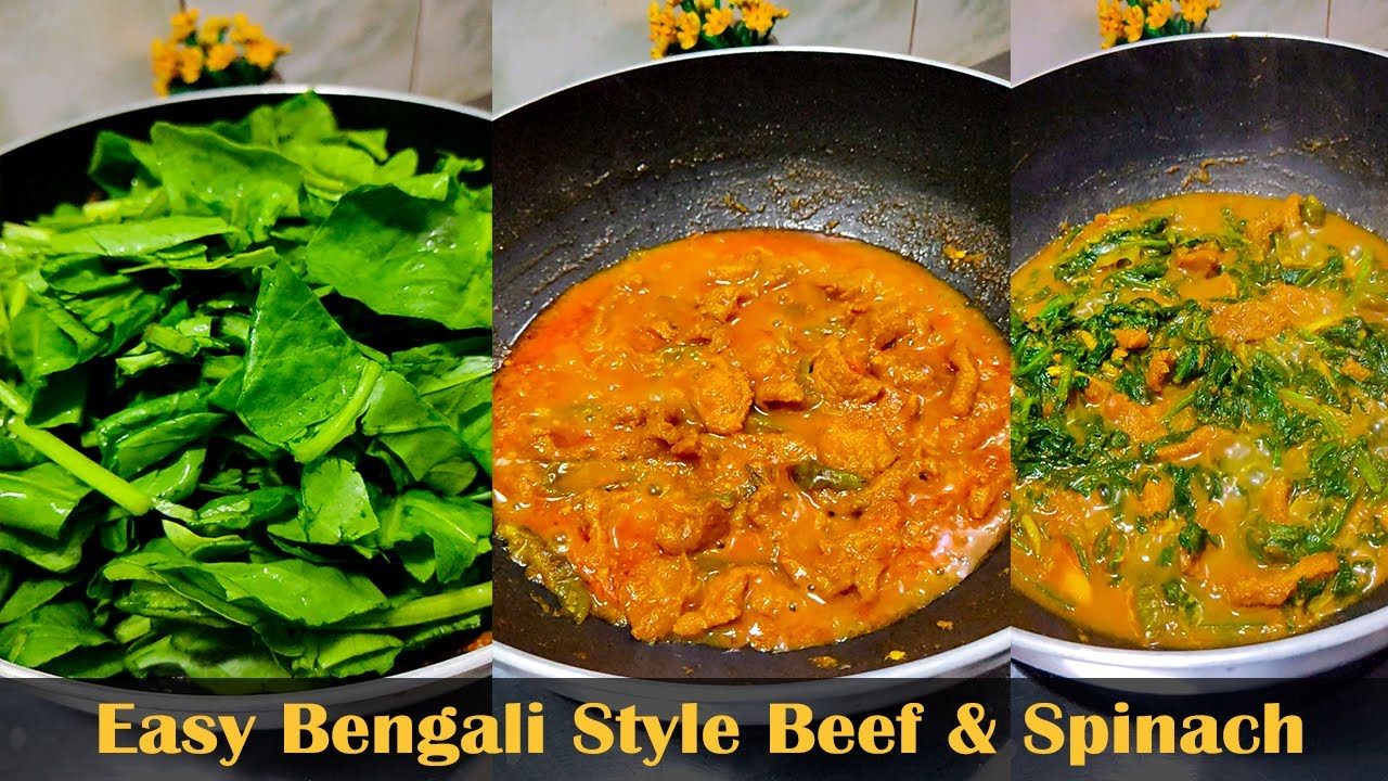 Beef With Spinach | Easy Bengali Style Beef & Spinach | Easy Beef